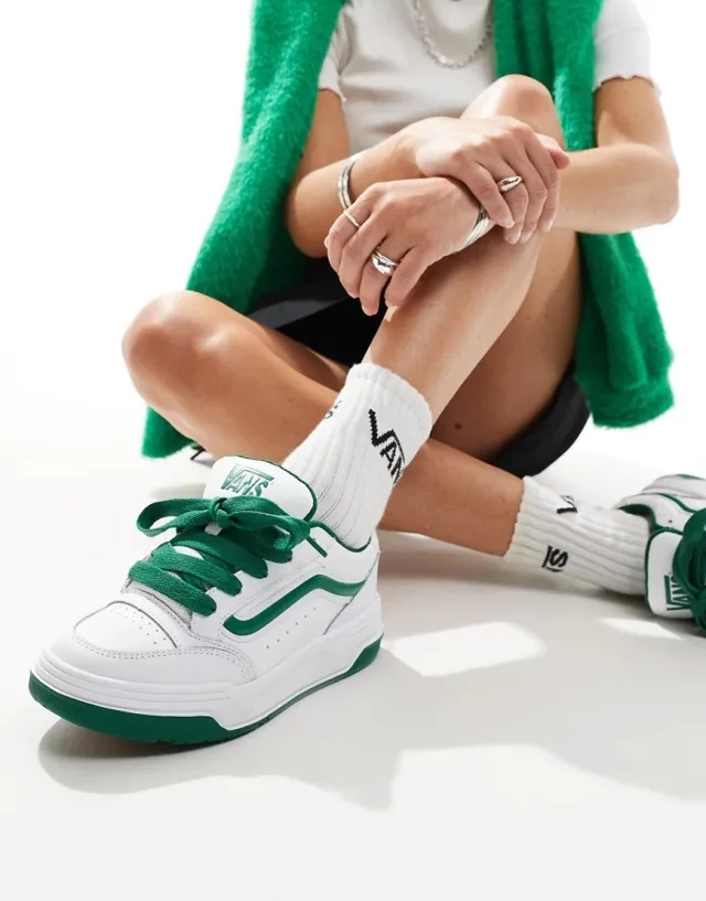 Vans Hylane Chunky Leather Trainers In White And Green