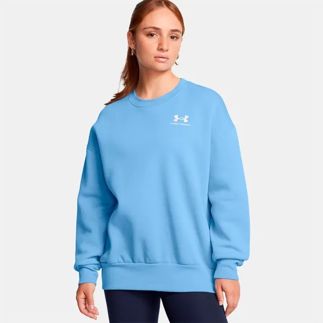 Women's  Under Armour  Icon Fleece Oversized Crew Horizon Blue / White L