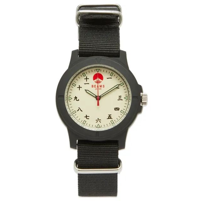 BEAMS JAPAN Kanji Number Wrist Watch Black