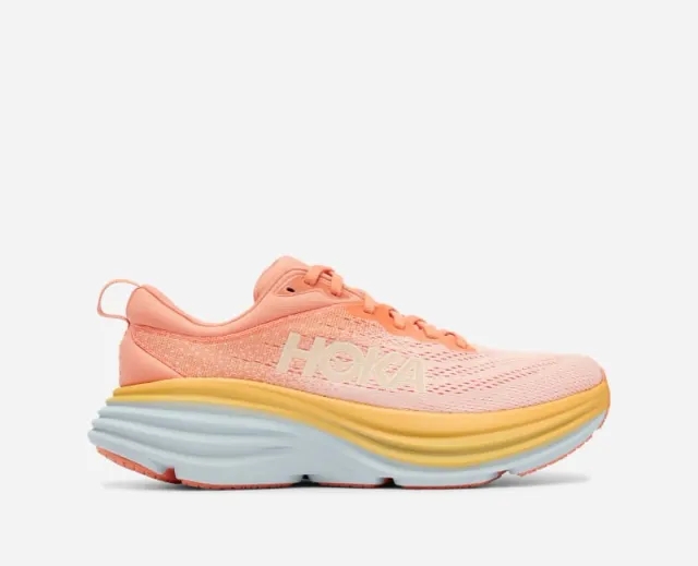 Hoka One One HOKA Women's Bondi 8 Road Running Shoes in Sea Ice/Pink Twilight