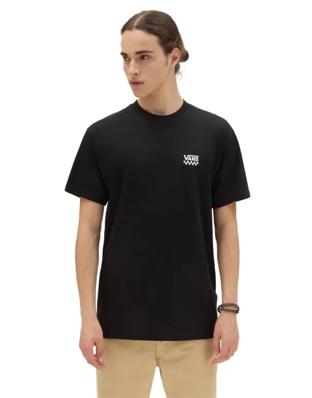 Vans Checkerboard Left Chest Logo Short Sleeve T-Shirt In Black