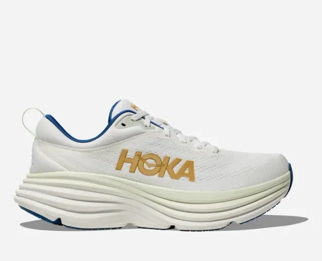 Hoka One One HOKA Men's Bondi 8 Road Running Shoes in Frost/Gold