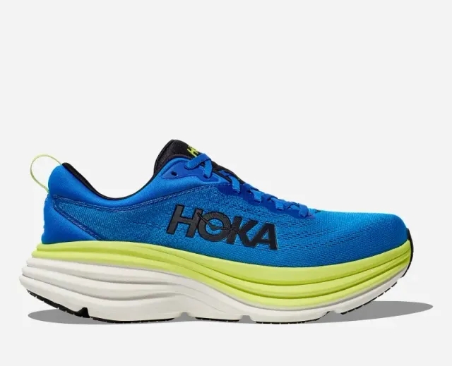Hoka One One HOKA Men's Bondi 8 Road Running Shoes in Electric Cobalt/Lettuce