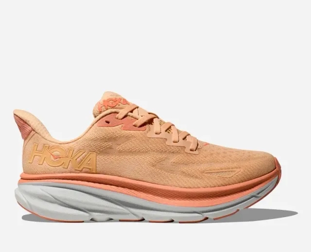 Hoka One One HOKA Women's Clifton 9 Road Running Shoes in Cantaloupe/White