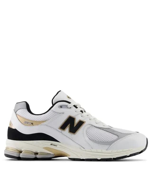 New Balance Men's 2002R in White/Black/Brown Leather