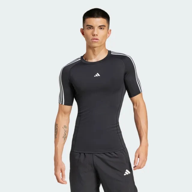adidas Men TECHFIT Compression Training 3 Stripes Tee