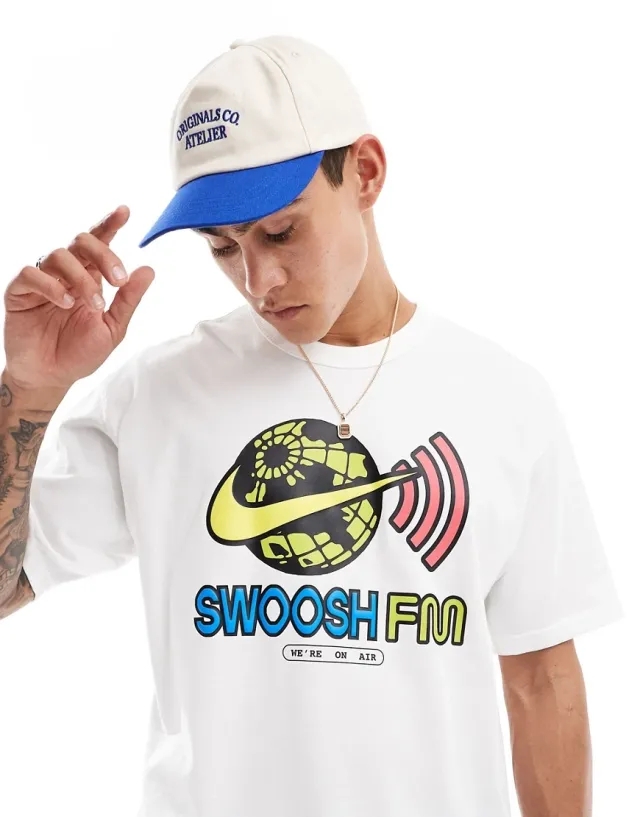 Nike Swoosh FM HBR Max90 T-Shirt - White - Size XL - White