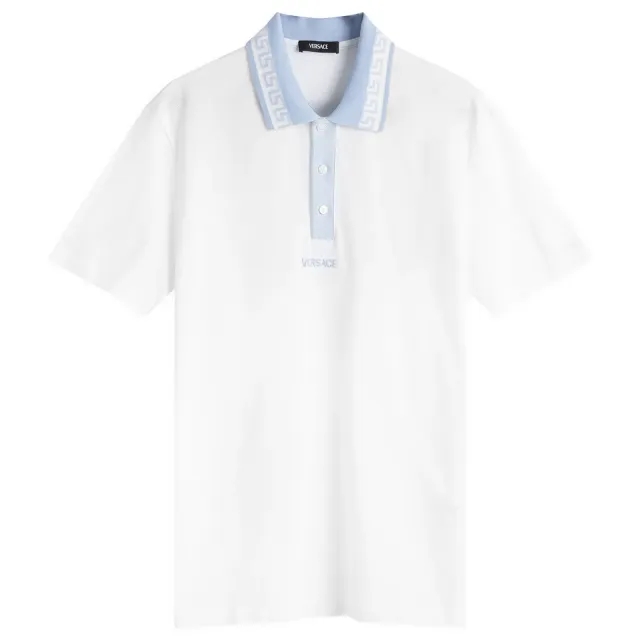 Versace Men's Embroidered Polo Shirt White