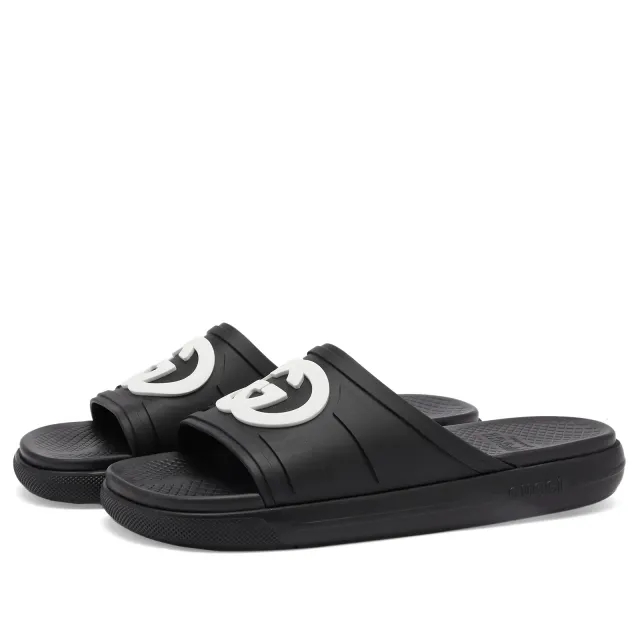 Gucci Men's Interlocking Logo Pursuit Slide Black/White