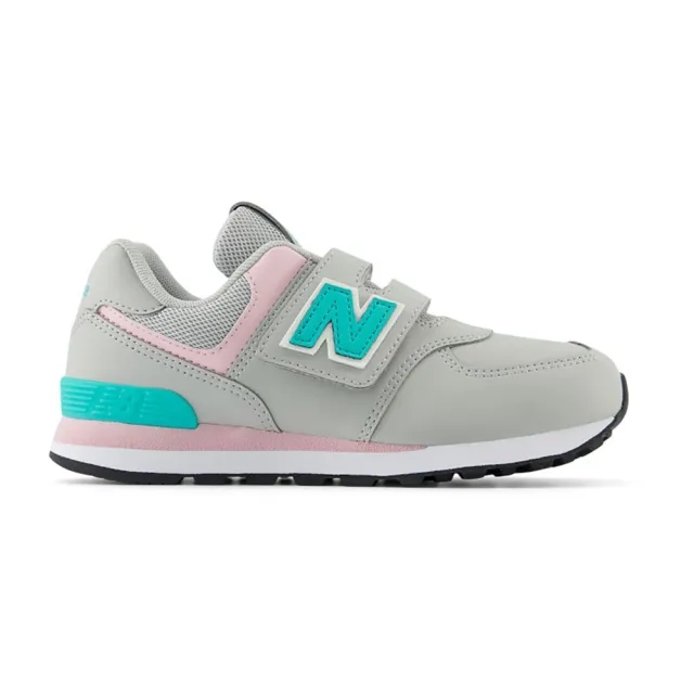 New Balance Kids' 574 HOOK & LOOP in Grey/Green Synthetic