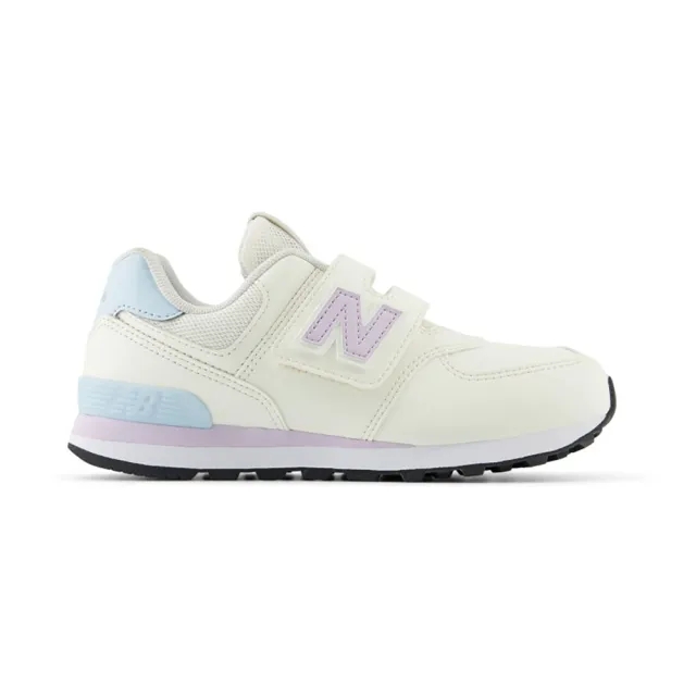 New Balance Kids' 574 HOOK & LOOP in White/Purple Synthetic