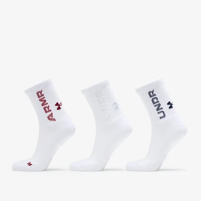 Unisex  Under Armour  3-Maker 3-Pack Mid-Crew Socks White / White / Midnight Navy M