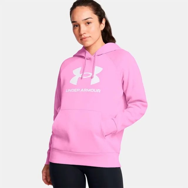 Women's  Under Armour  Rival Fleece Big Logo Hoodie Stellar Pink / White XS