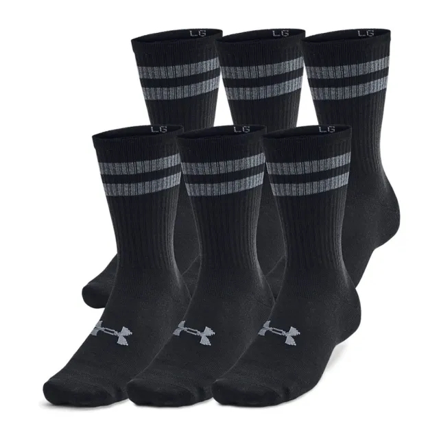 Unisex  Under Armour  Essential 6-Pack Crew Socks White / White / Black M