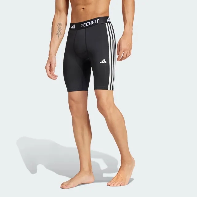 adidas Men TECHFIT Compression Training 3 Stripes Short Tigh