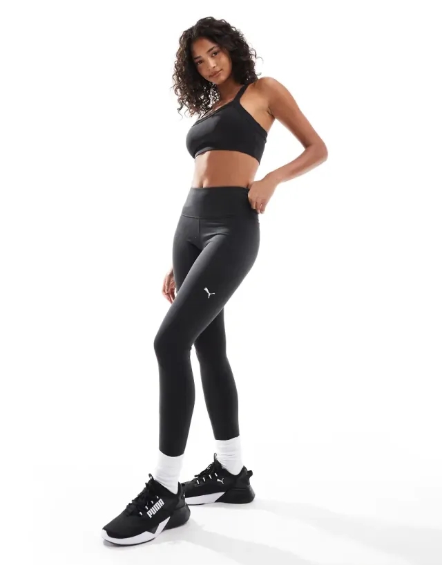 Puma Cloudspun Soft High-Waist Tights In Puma Black