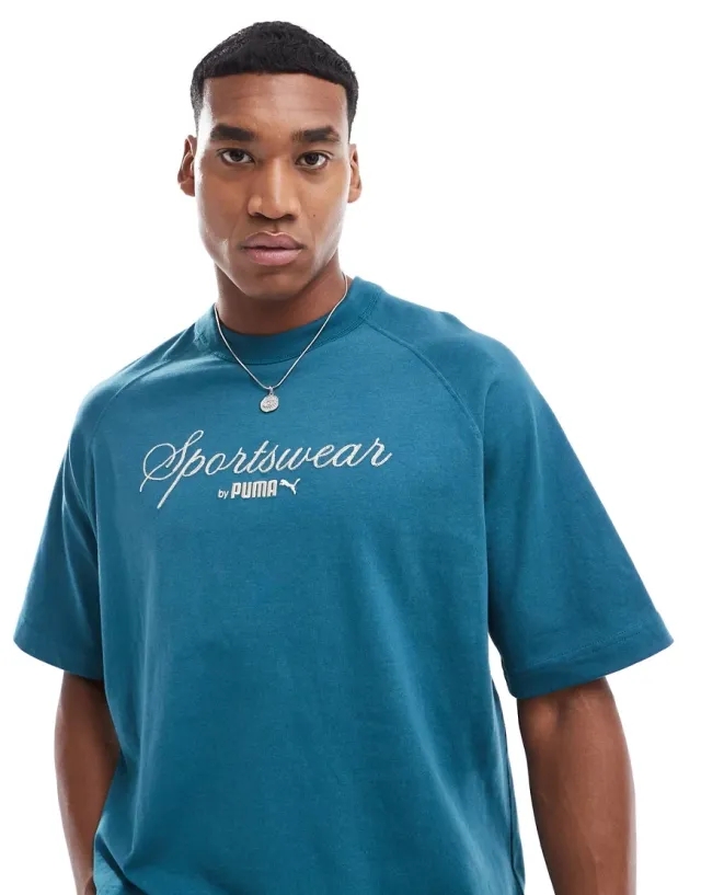 Puma Mens CLASSICS+ Oversized T-shirt - Green