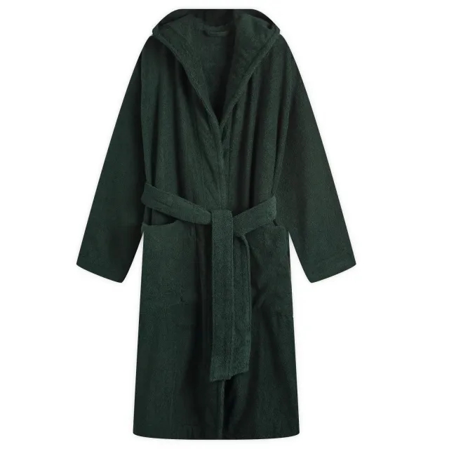 Tekla Fabrics Terry Hooded Bathrobe Forest Green