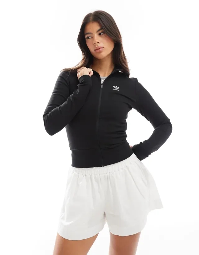 Adidas Originals Essentials Track Top In Shadow Black