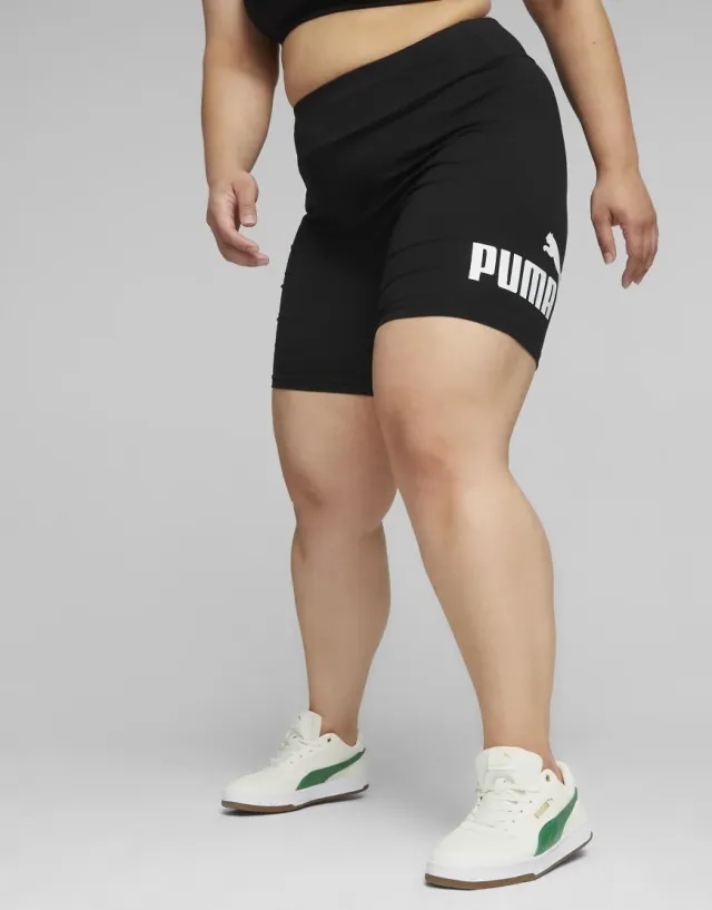 Puma Essentials Logo Short Leggings In Puma Black