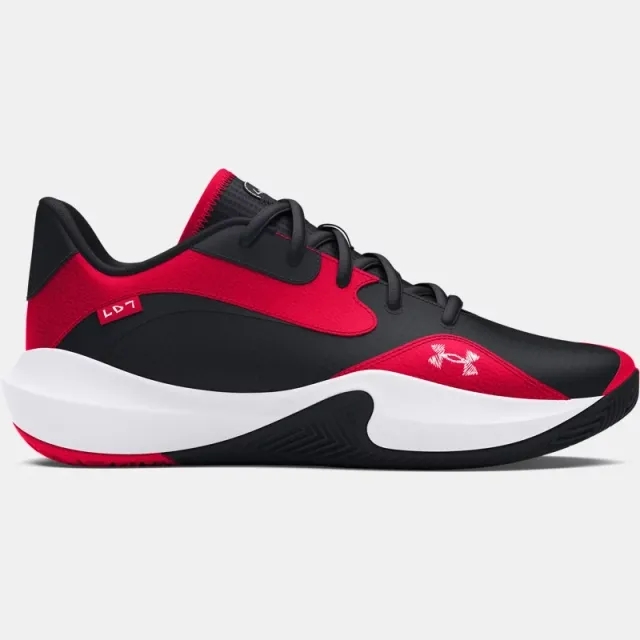 Unisex  Under Armour  Lockdown 7 Low Basketball Shoes Red / Black / White 6.5