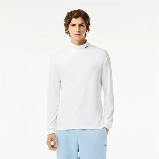 Lacoste Long Sleeved Cotton Roll Neck T-shirt - White