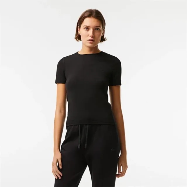 Lacoste Women’s Slim Fit Crew Neck Cotton Blend T-shirt - Black