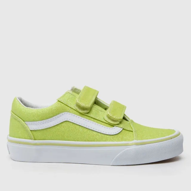 Vans - Kids Old Skool Hook And Loop Glitter Shoes (4-8 Years), Yellow