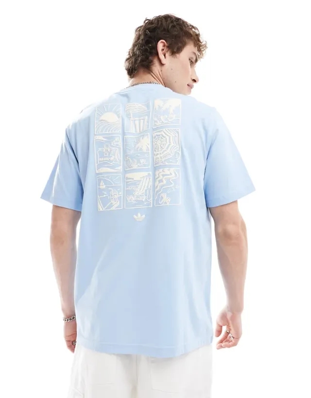 adidas Originals '80s Beach Day Graphic T-Shirt, Blue