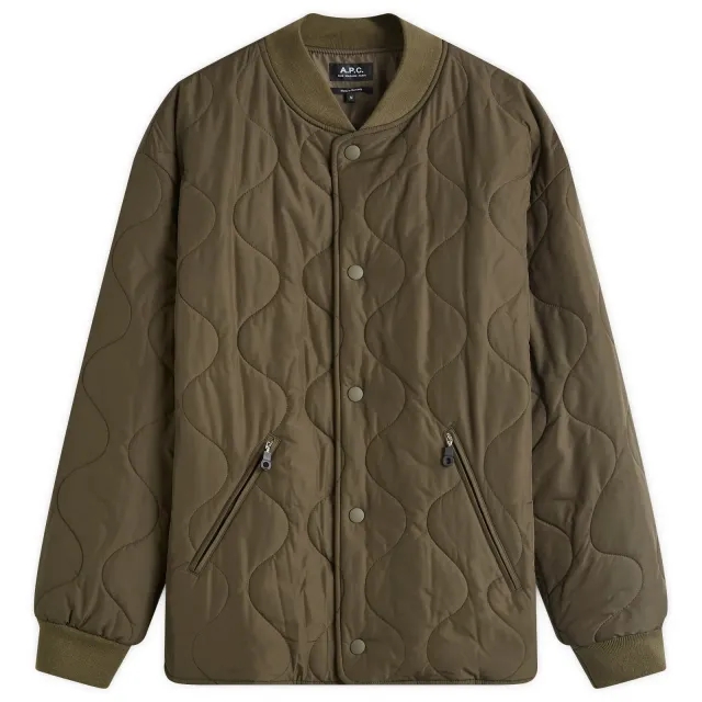 A.P.C. Men's Florent Quilted Bomber Jacket Military Khaki