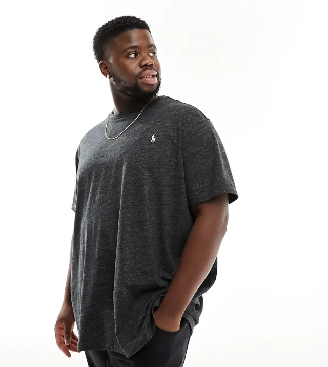 Polo Ralph Lauren Big & Tall Icon Logo T-Shirt Classic Fit In Black Marl