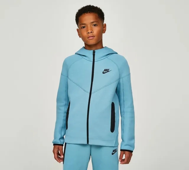 Nike Junior Tech Fleece Full Zip Hoodie - Blue - Size L/B - Blue