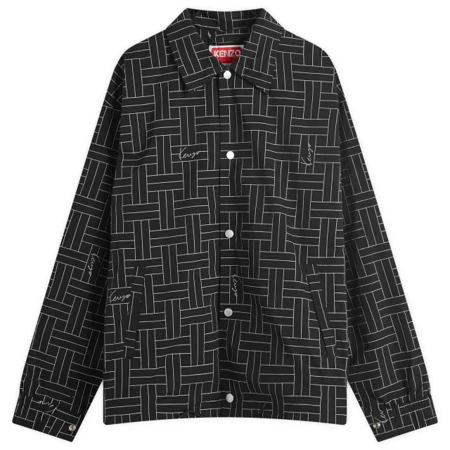 Kenzo Men's Weave Print Windbreaker Jacket Black