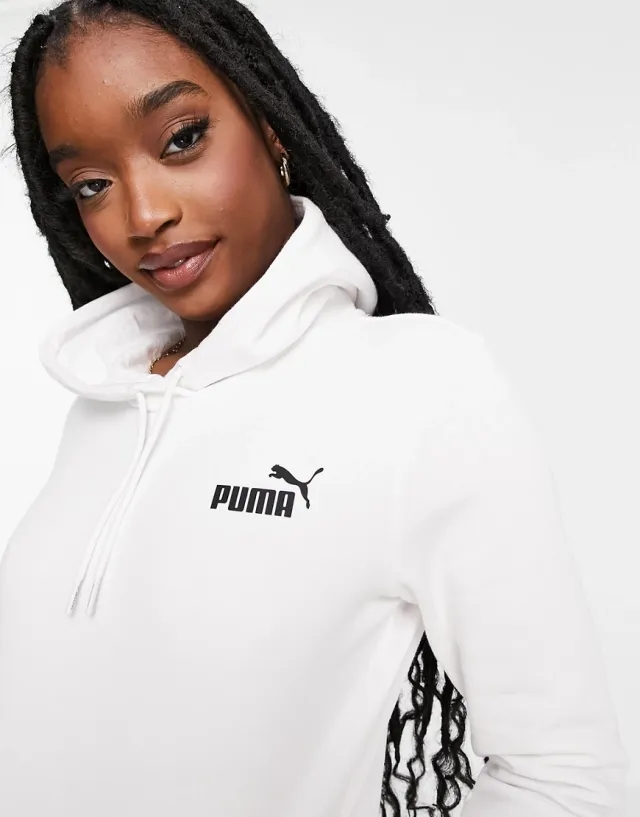 Puma Womens Essentials Small Logo Hoodie - White material_cotton