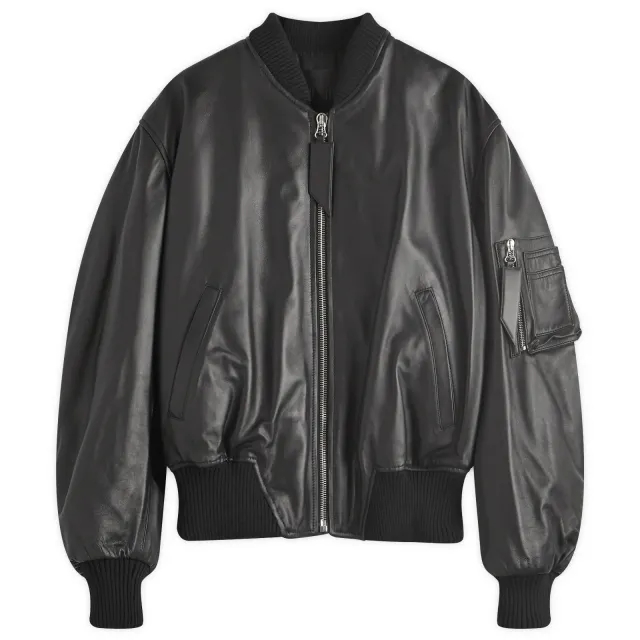 The Attico Women's Anja Leather Bomber Jacket Black