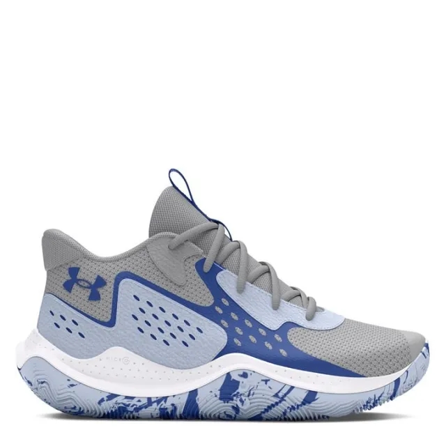 Grade School  Under Armour  Jet '23 Basketball Shoes Mod Gray / Nimbus Blue / Tech Blue 3