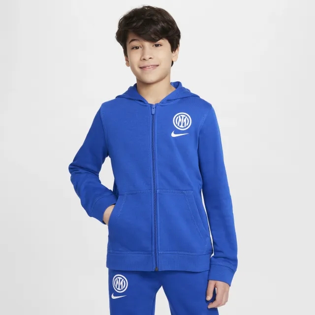 Inter Milan Club Home Older Kids' (Boys') Nike Football French Terry Full-Zip Hoodie - Blue - Cotton/Polyester