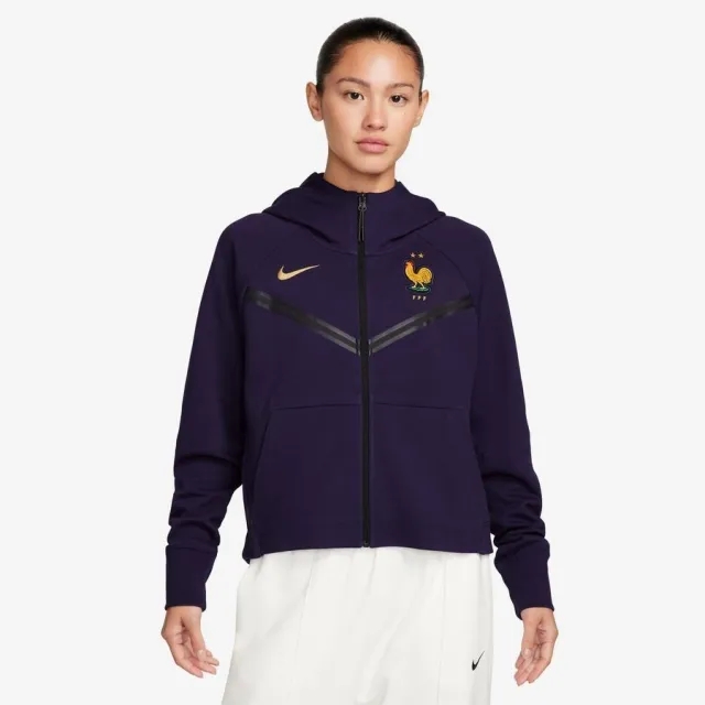 Nike France Hoodie Nsw Tech Fleece Fz Euro 2024 - Blackened Blue/Club Gold Women - ['Blue']