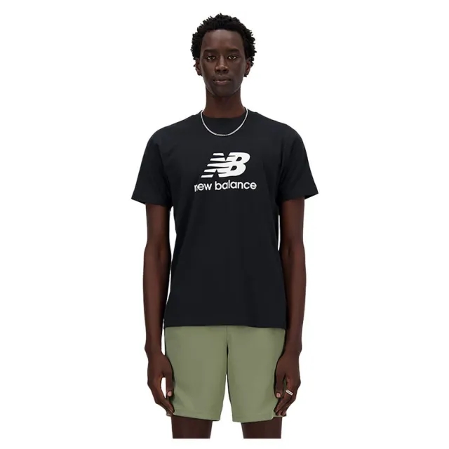 New Balance Mens Stacked Logo T-Shirt - Black, Black