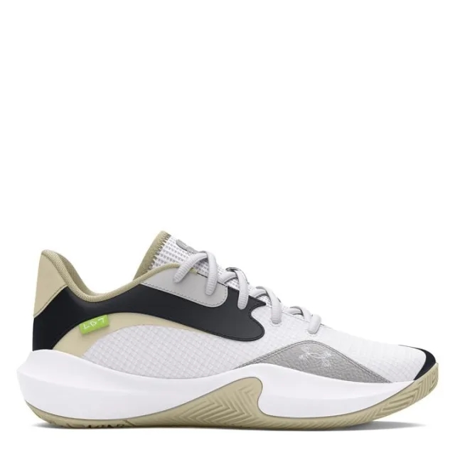 Unisex  Under Armour  Lockdown 7 Low Basketball Shoes White / Silt / White 8.5