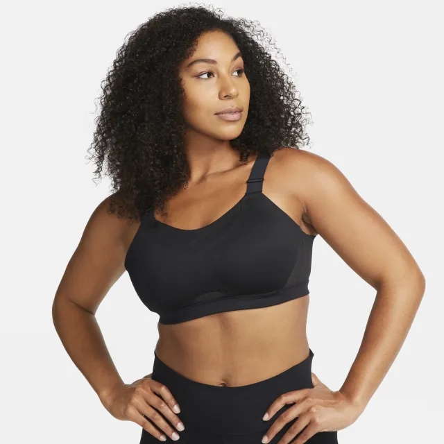 Nike Alpha Women's High-Support Padded Adjustable Sports Bra - Black - Recycled Polyester Minimum