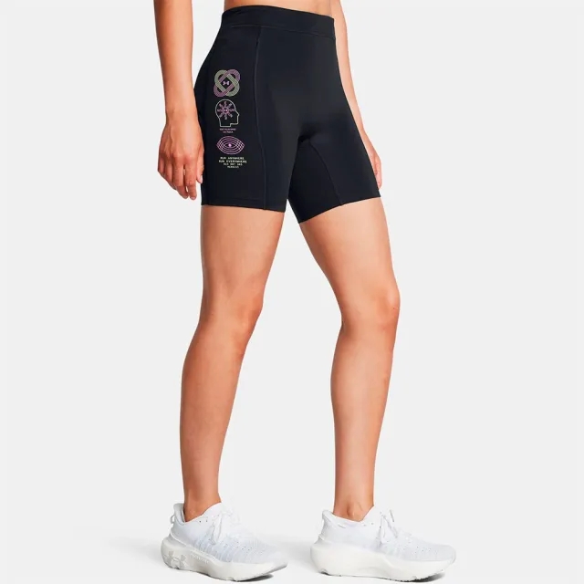 Women's  Under Armour  Run Anywhere Shorts Black / Retro Green / White XS