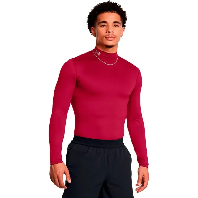 Under Armour Men's ColdGear® Elite Mock Long Sleeve Cardinal / Metallic Silver XL