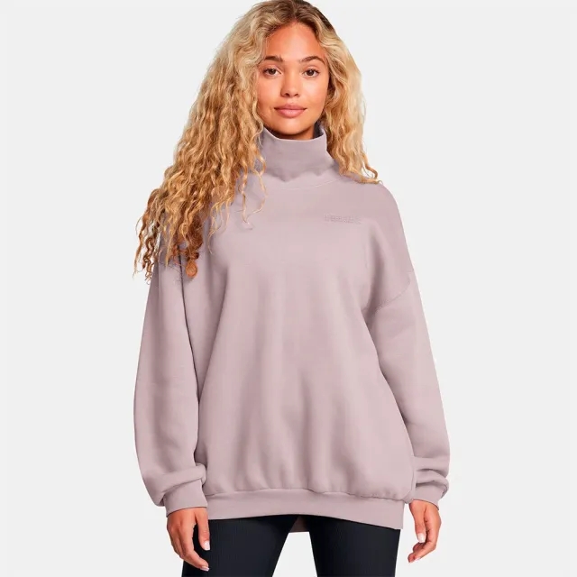 Women's  Under Armour  Icon Fleece Oversized Mock Crew Tetra Gray / Tetra Gray XL