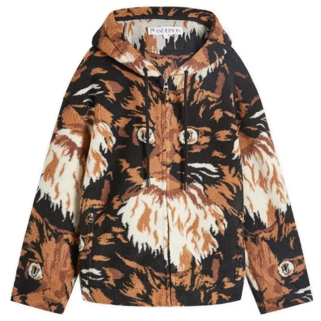 JW Anderson Women's Zip Front Hooded Jacket Brown