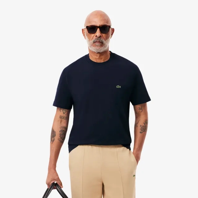 Lacoste Cotton T-shirt with Breast Pocket - Midnight Blue