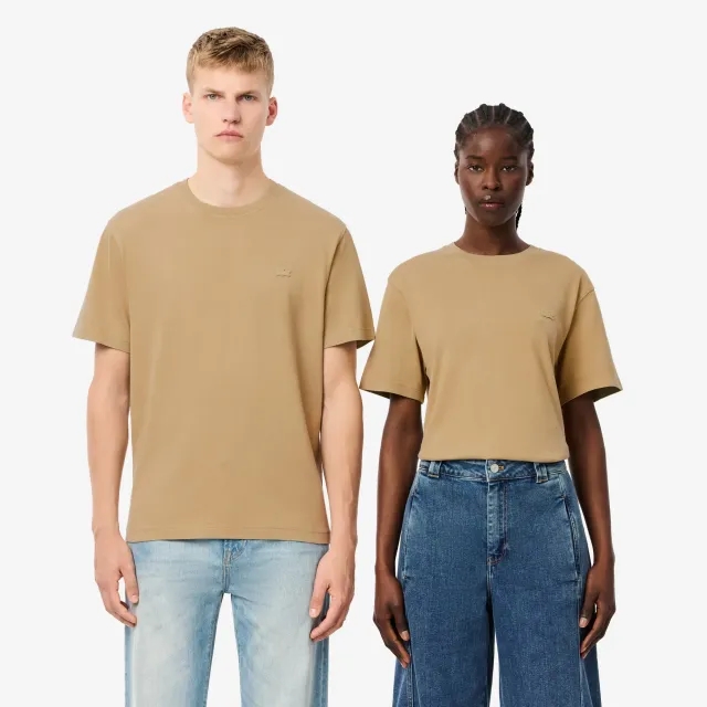 Lacoste Washed Effect Heavy Cotton T-shirt - Beige