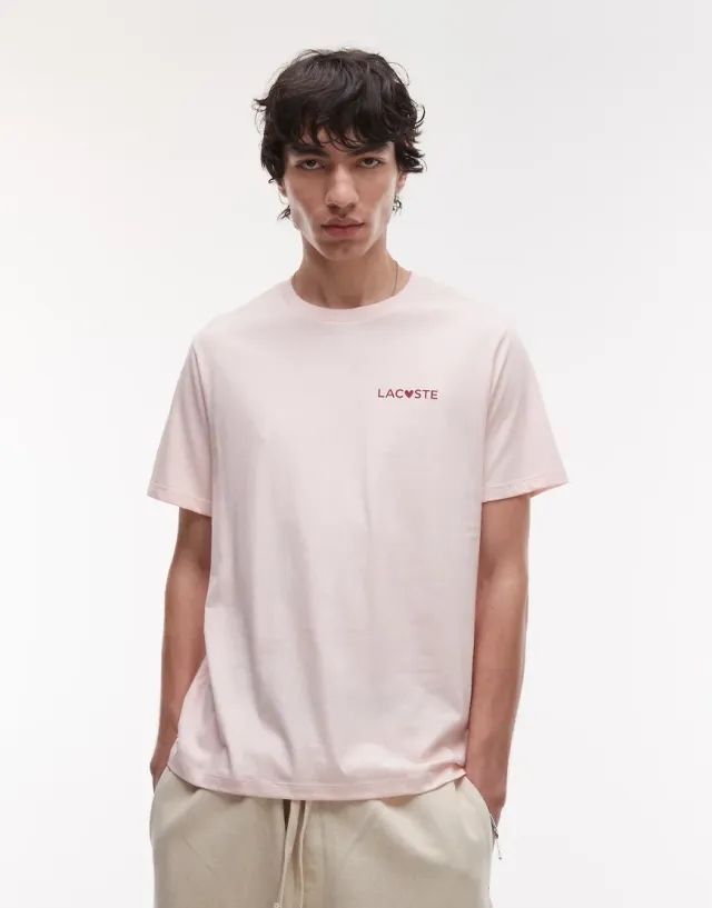 Lacoste Loungewear Valentines T-Shirt In Light Pink