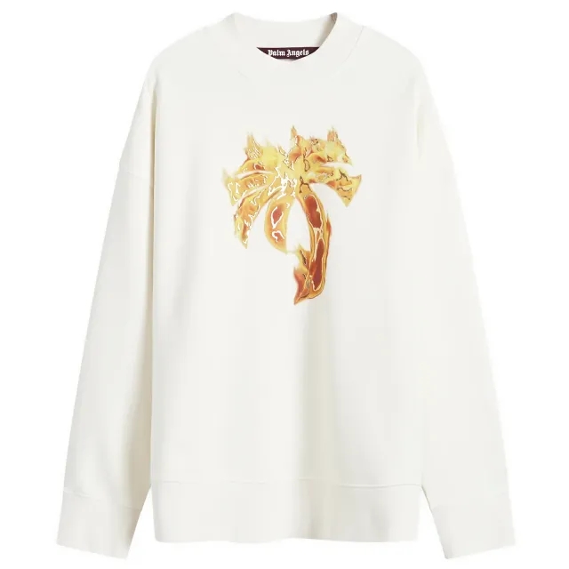 Palm Angels Men's Burning Palm Crew Sweat White