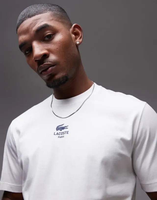 Lacoste Signature Print Cotton T-shirt - White